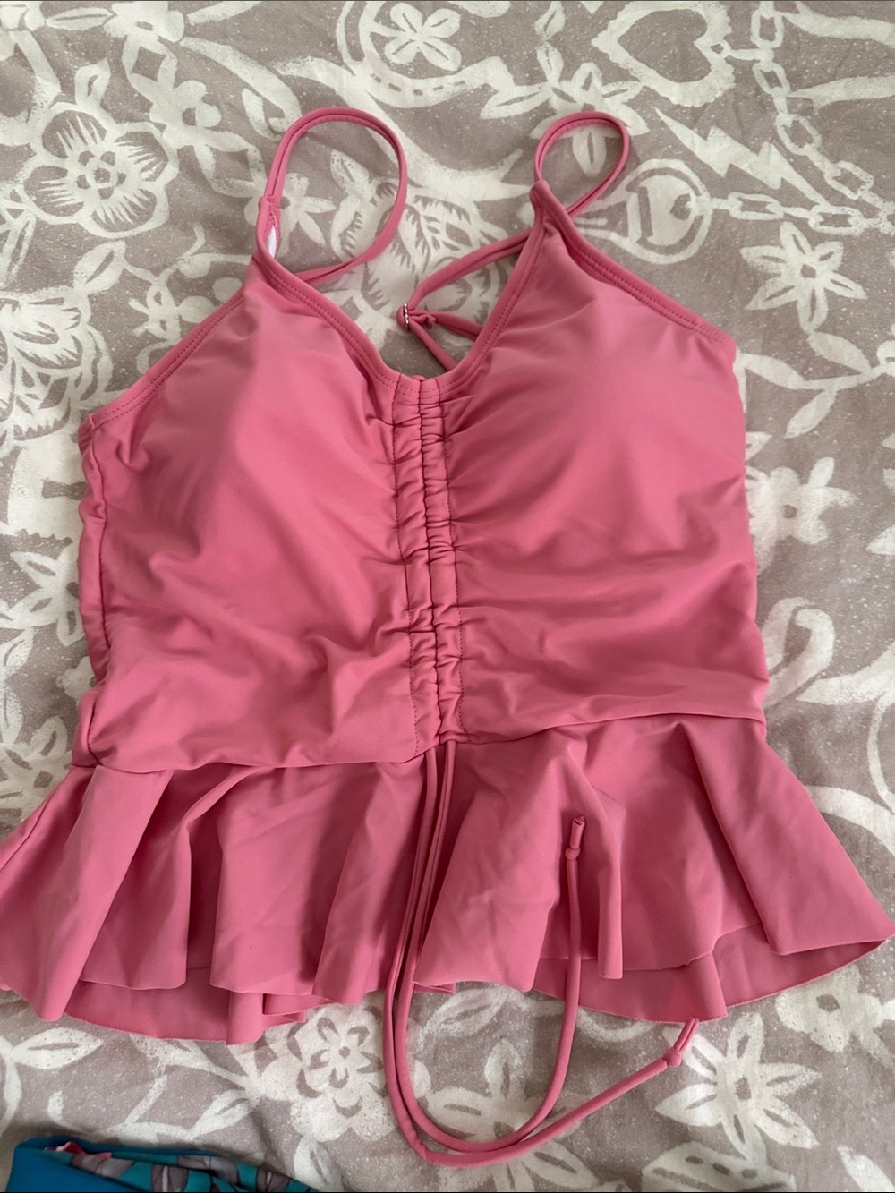 Pink Floral Two-Piece Tankini Swimsuit - Picture 3 of 7